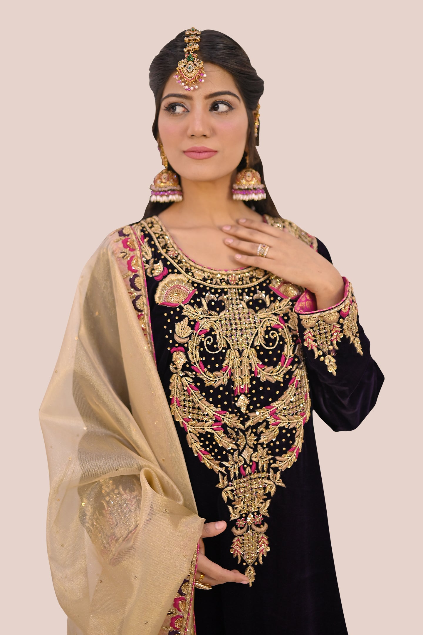 LUXURY women 3 piece frok dupatta & plazo
